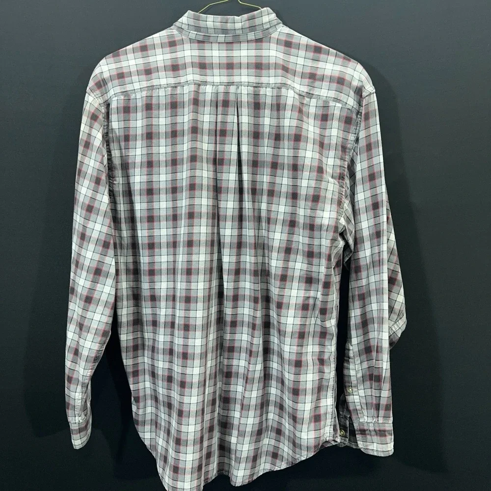 Vintage Polo Jeans Co Ralph Lauren Men's L Red Black Plaid Shirt 90s Flag Patch‎